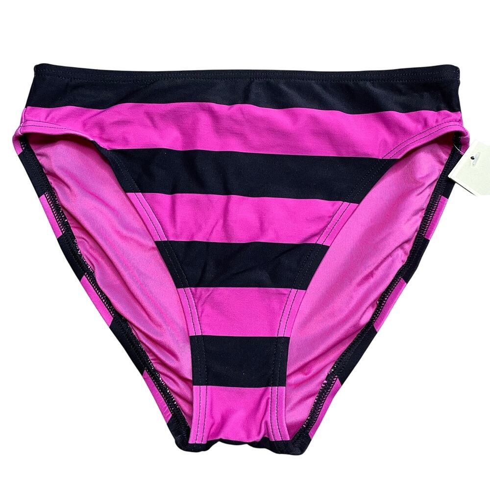 Michael Kors Bikini Bottoms Pink and Black Stripe, Size S NWT